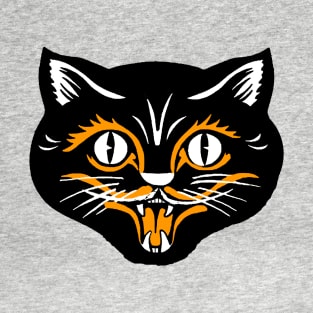 Classic Vintage Halloween Black Cat Face T-Shirt